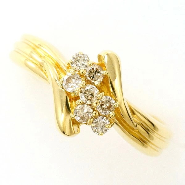 K18 18金 YG リング 指輪 9.5号 ダイヤ 0.20 ジュエリー 中古