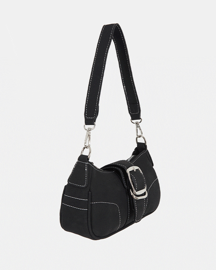 Black Multi-Strap Layered Hobo Bag WOMEN 新学期 新商品 韓国人気 日常用 ストリートファッション