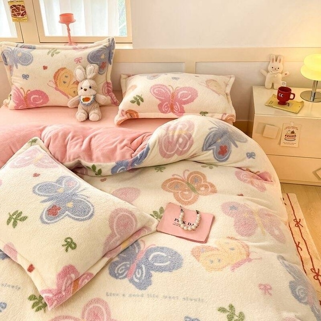 冬用 ピンク 布団カバー 厚手 ベッドカバー 暖かい 抗菌防臭 毛布 ダブルサイズ 掛け布団カバー 洗える 寝具 ベッド用品 プレゼント シングル セミダブル ダブル 韓国ファッション 5,278円