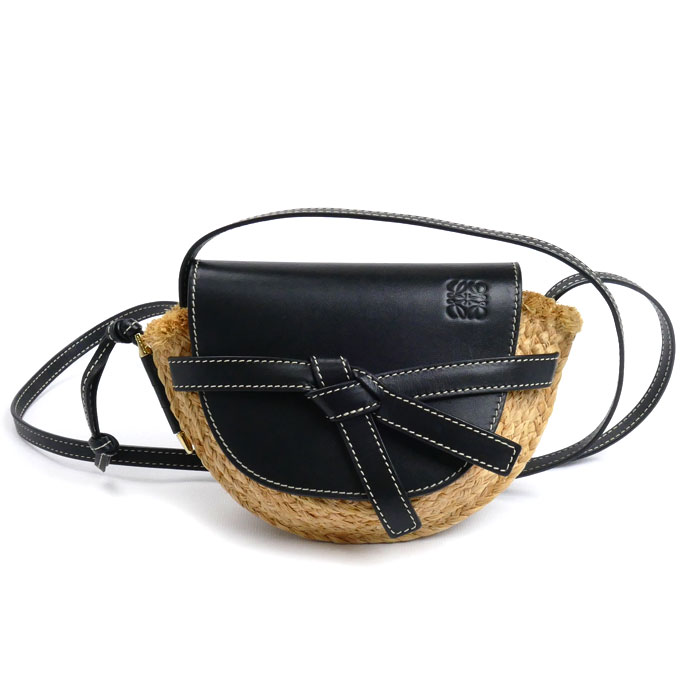 LOEWE ロエベ ゲート ミニ ショルダーバッグ ブラック ナチュラル 329.13.U62 レディース 中古