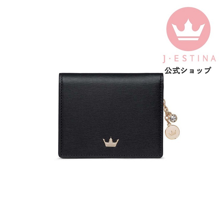 J・ESTINA 二つ折り財布 ミニ財布 ブラック レディース 韓国 箱