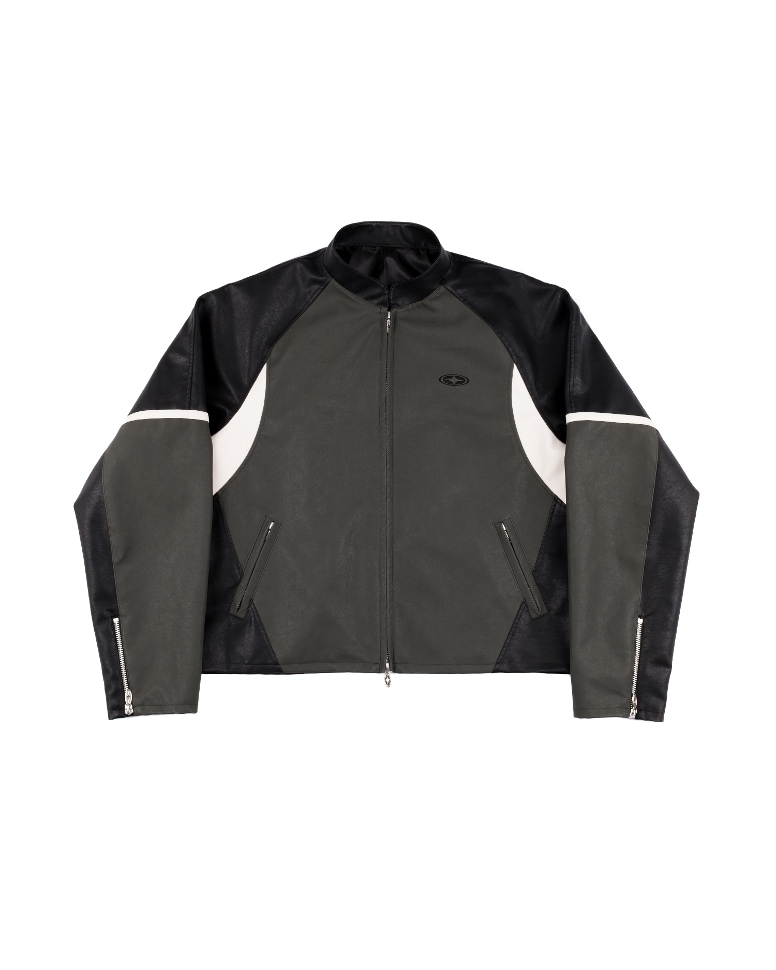 【IFEELLUCKY】 SHADOW RACING LEATHER JACKET