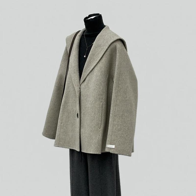 秋冬 コーデ レディース ファッション オシャレ 服 カワイイ シンプル 大人カワイイ 大きいサイズ ハイエンド ウール コート 韓国スタイル スーツ 襟