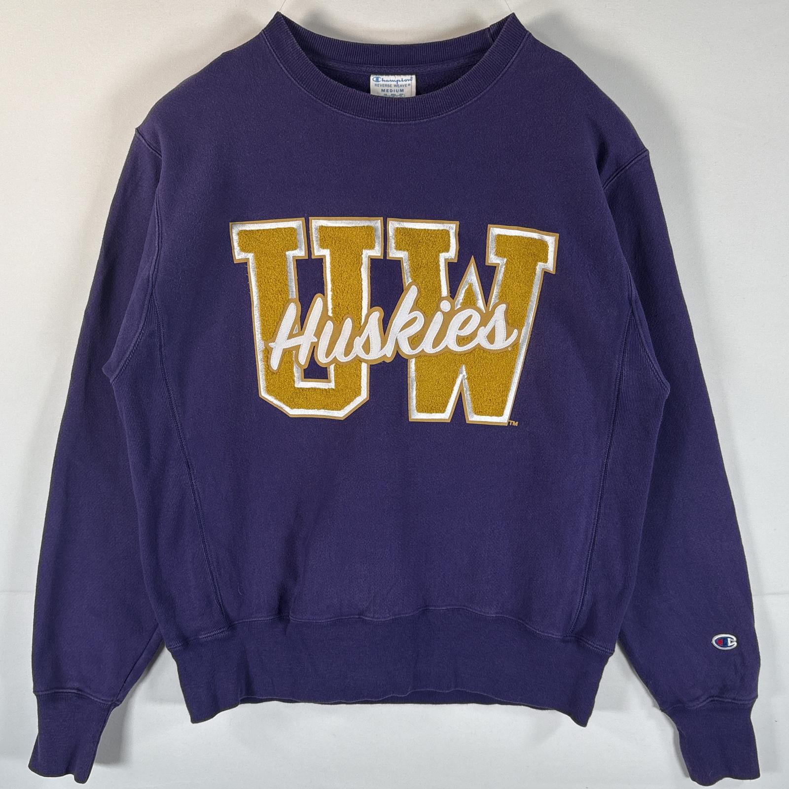 古着 スウェット リバースウィーブ 復刻 ビッグワッペン ロゴ トレーナー MEDIUM パープル メンズ 5,676円