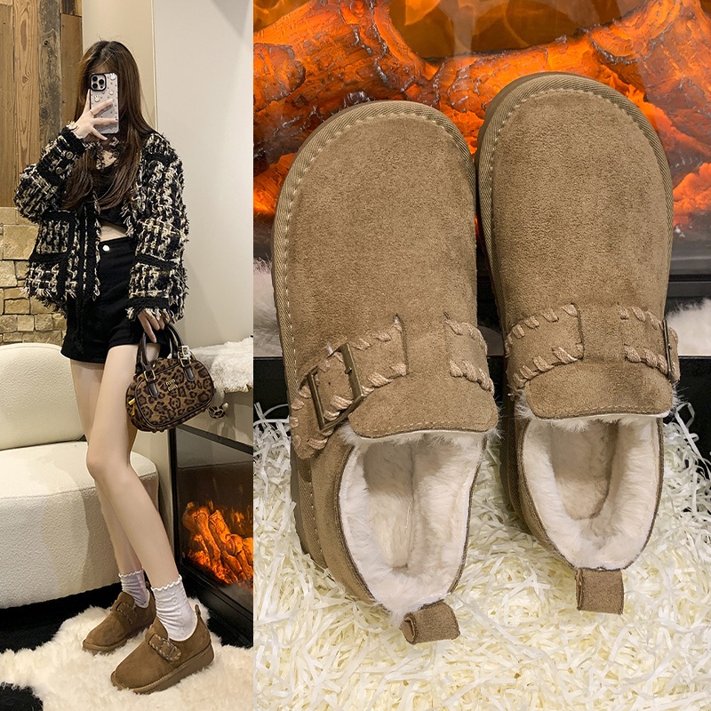 10個セット 厚底ギャザー全バッグカジュアルシューズ保温毛糸綿靴女性2026冬の豆靴スノーブーツ