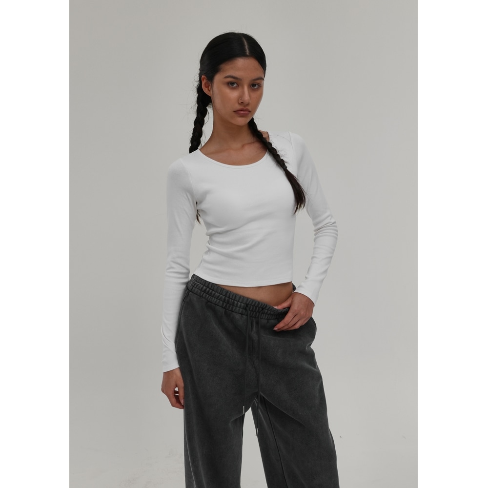 BLACK UP [B-BASIC] ソフトUネックブラトップロングスリーブTシャツ (キャップ付き)