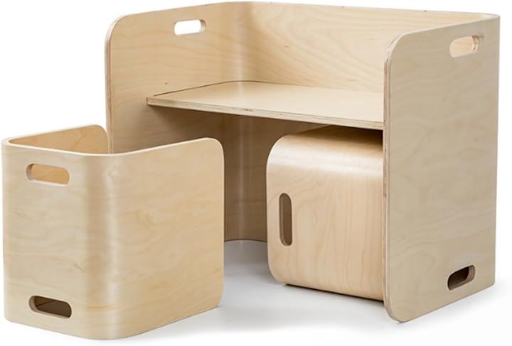 キッズデスク キッズチェア デスク椅子セット 机椅子セット 子供用 テーブル 木製 釘なし 3点セット(ブラウン, 画像参照)