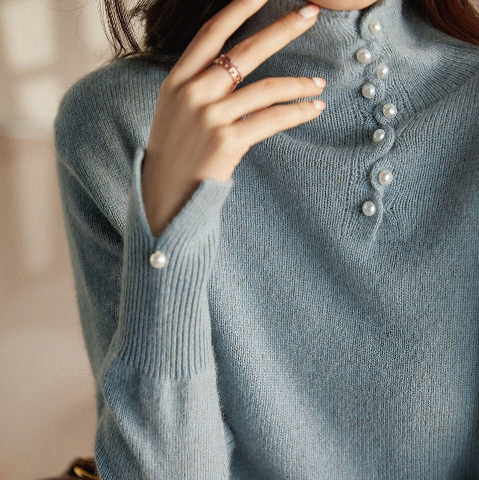 カラーセーター グリーン トップス ニットソー セーター スリム 細身 ストレート スマート 5,780円