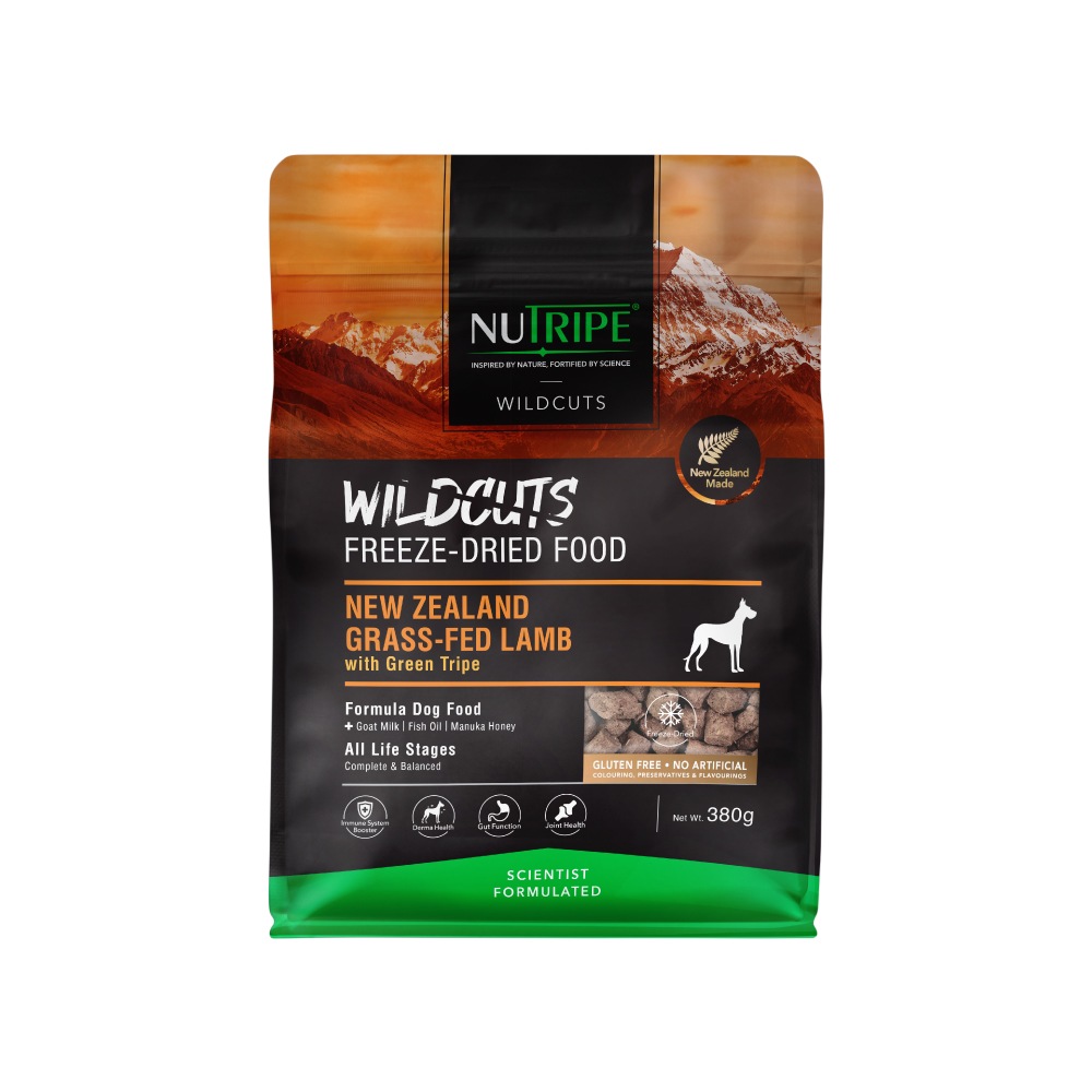 【賞味期限2026年6月16日】ニュートライプ　ワイルドカット　フリーズドライ　ラムｗｉｔｈグリーントライプ　380g(ドッグフード)【正規品】