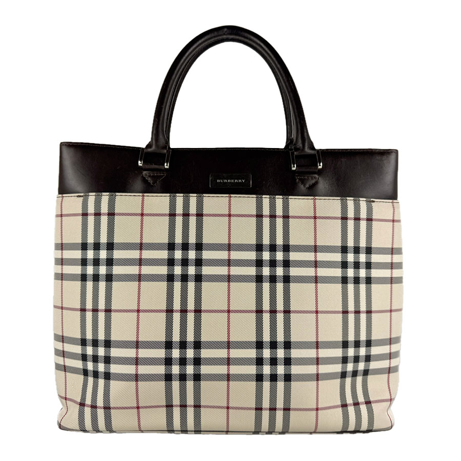 バーバリー BURBERRY ハンドバッグ キャンバス/レザー ベージュ/ブラウン シルバー レディース z9414