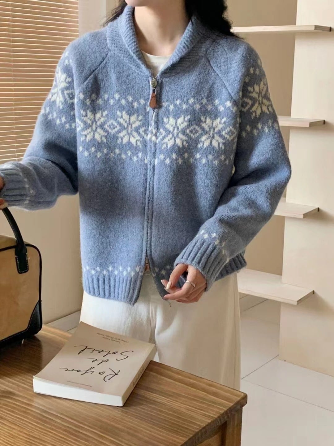 カーディガン 4 秋新ニットカーディガン 韓国 ヴィンテージ ジャンパー ルーズ ぶつかり合う色 ジップ ニット カーディガン ジャケット