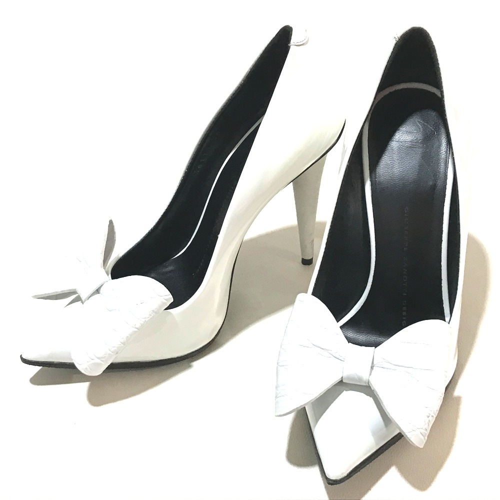 GIUSEPPE ZANOTTI ジュゼッペザノッティ パンプス 1I36111 リボンモチーフ アパレル ハイヒール パテントレザー ホワイト