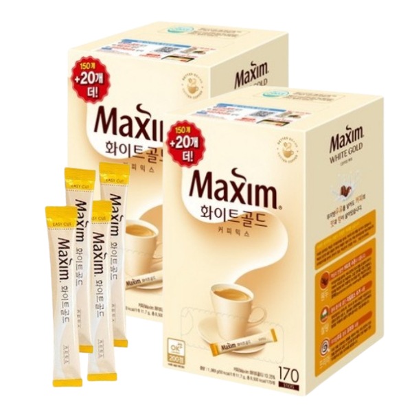 [1+1]ホワイトゴールド コーヒーミックス 11.7g x 170本入 韓国インスタントコーヒー スティックタイプ 大容量 お徳用セット マイルドな甘さ おうちカフェ 人気商品 手軽なカフェラテ 業