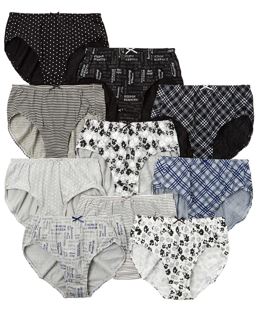 [ニッセン] ショーツ レギュラー セット 10枚組 綿100％ ゴムが肌側にあたらない 大きいサイズ レディース モノトーン LL