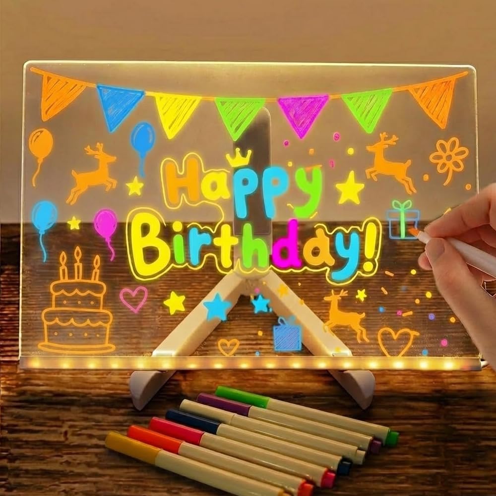 LEDお絵描きボード 7本のペンとスタンド付き 卓上用 学習伝言板 30x20cm 5,003円