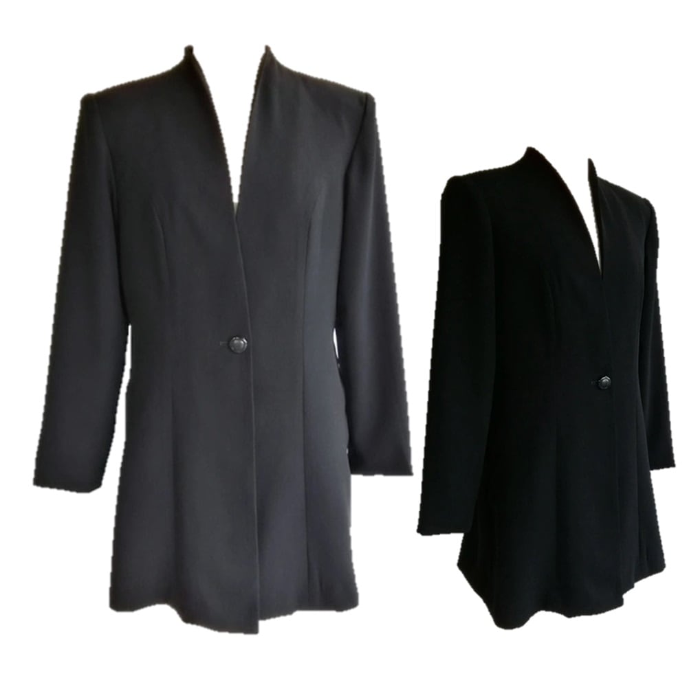 日本製 喪服 礼服 ブラックフォーマルロングジャケット 体型カバー 後ろ立ち襟 4L-6L対応 137501