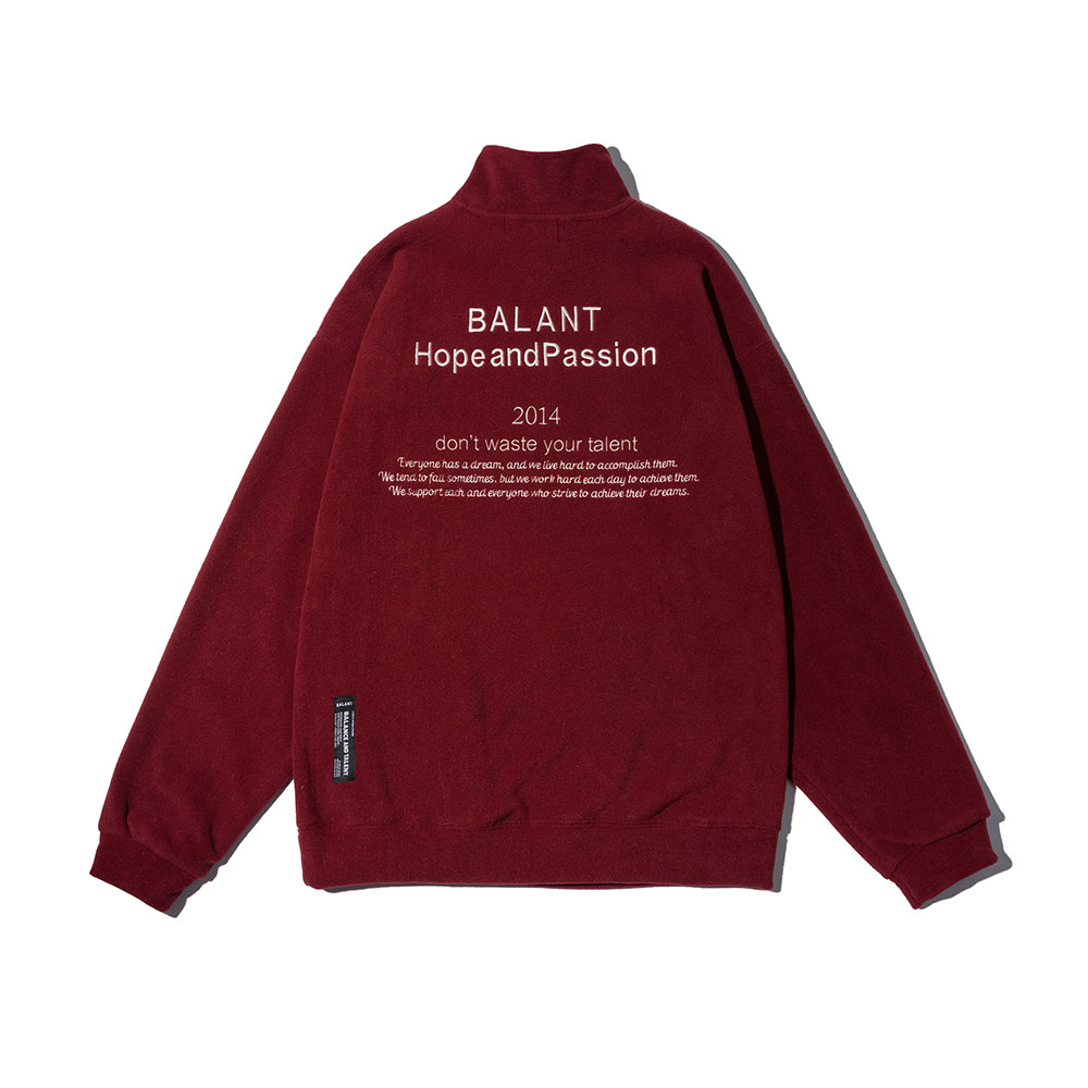 希望と情熱 ハーフジップTシャツ - バーガンディー