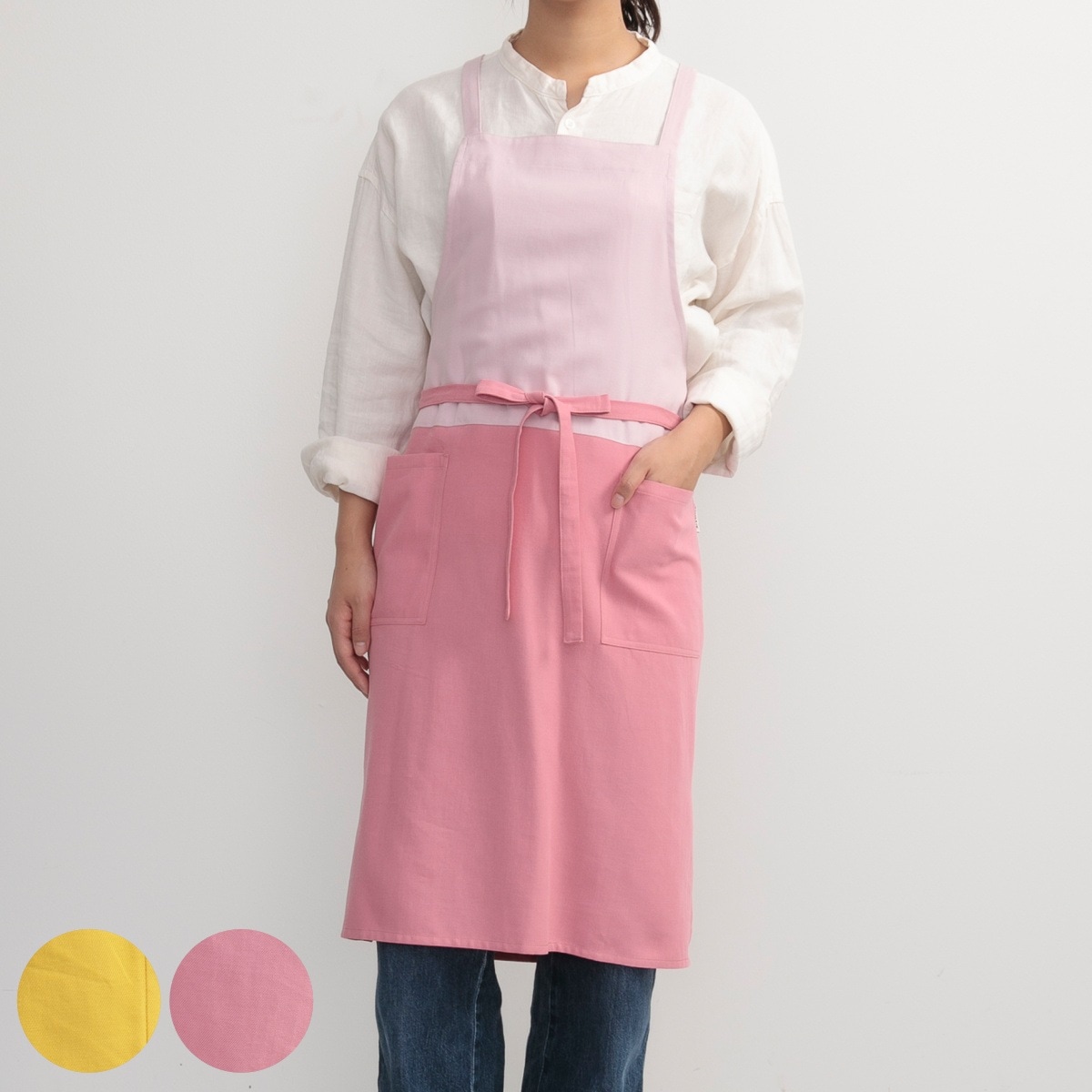 エプロン 無地 バイカラーラップエプロン COCOWALK ココウォーク ポケット付き 綿100％ バイカラー ラップエプロン バッククロス キッチンエプロン 台所エプロン 綿 大人用