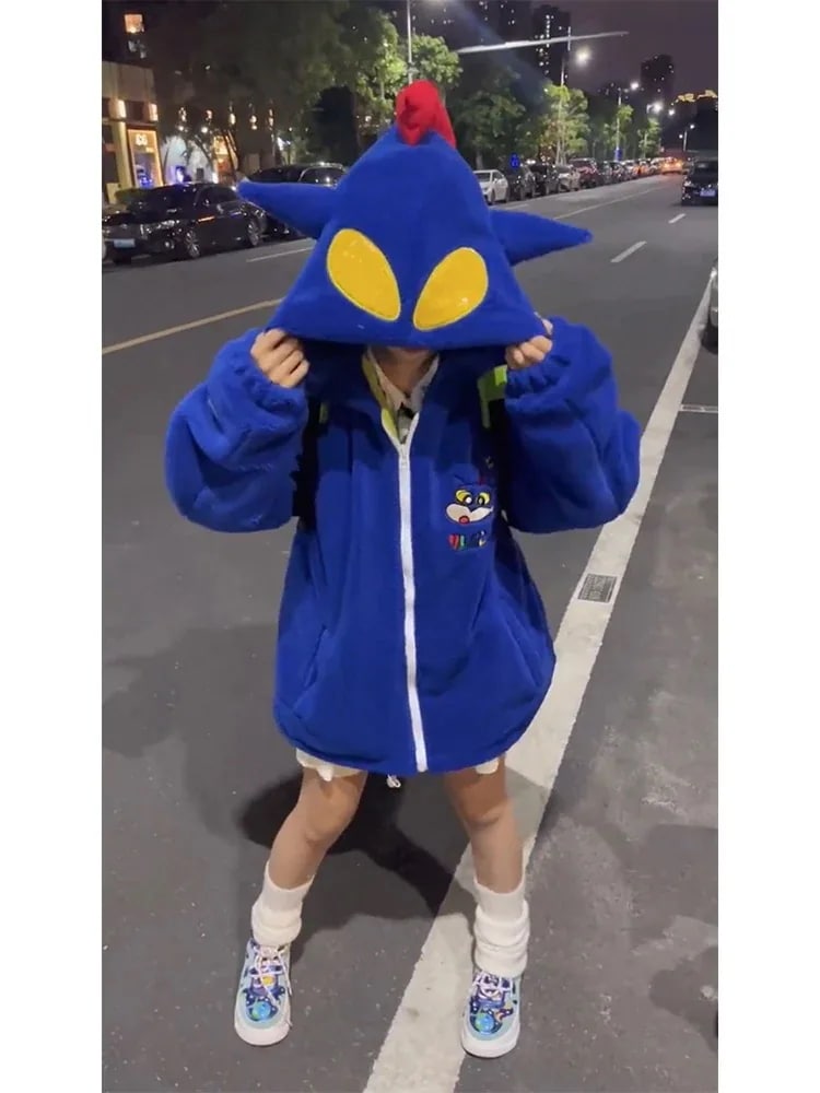 2024入荷激安本日限定塩漬け卵スーパーマン フード付きラムウール ジャケット レディース 2024 クレヨンしんちゃん ルーズベルベット 厚みのあるスウェットシャツ フード付きスウェットシャ