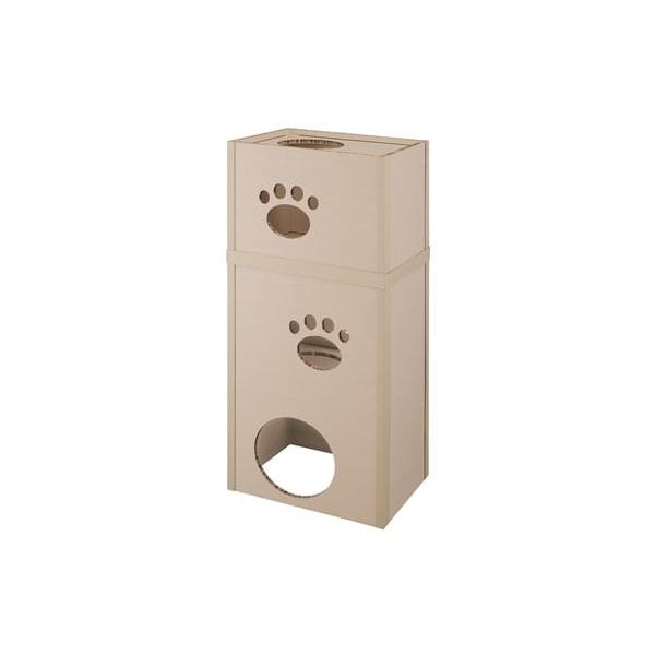 アイリスオーヤマ ねこねこタワー P-NT3 キャットタワー おしゃれ 木目調 段ボール 段ボールハウス キャットハウス かわいい 猫 ネコ cat キャット