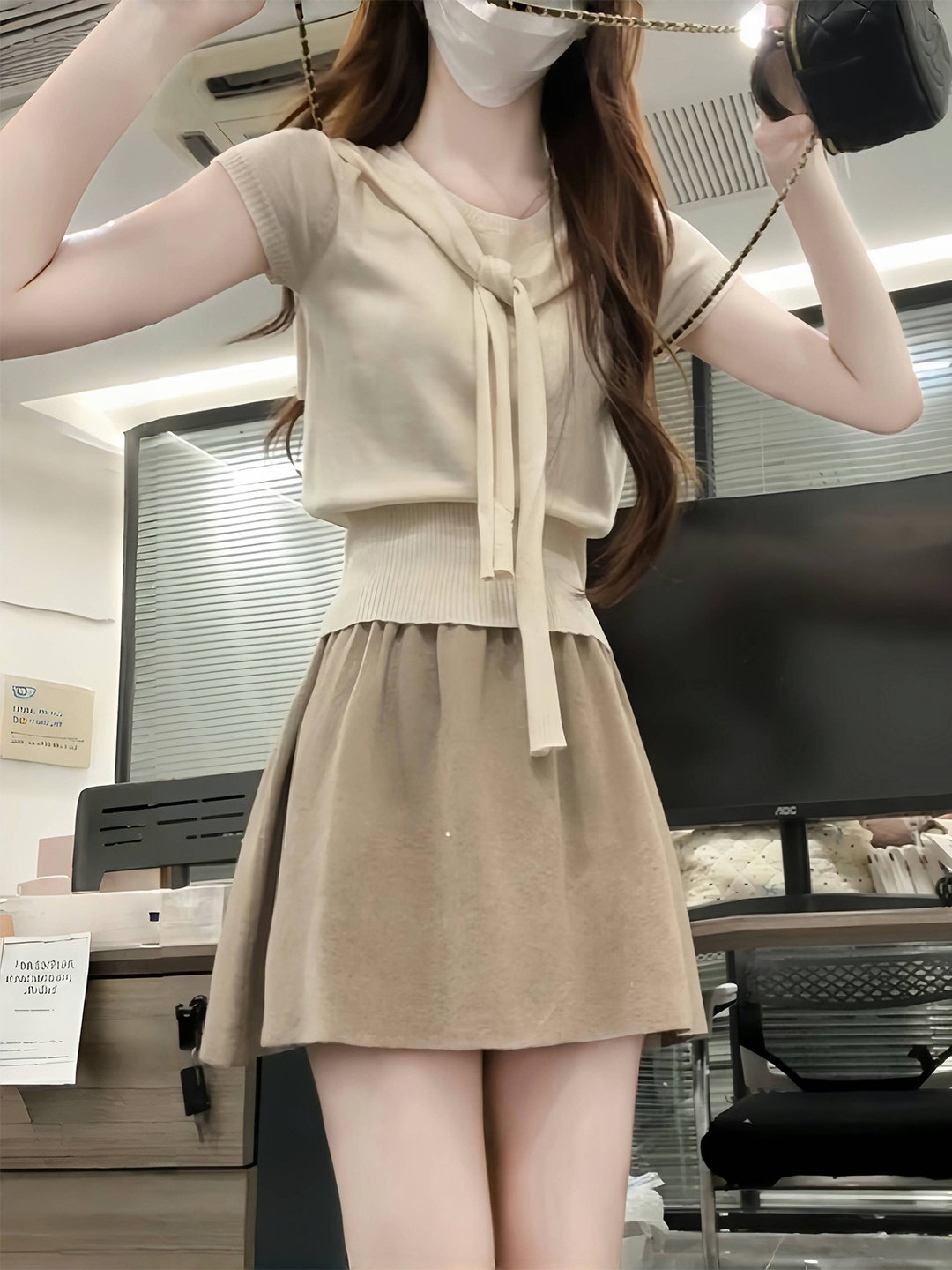ショール付きトップスとウエストを絞ったユニークで美しい女性用とても素敵な夏のツーピースセット