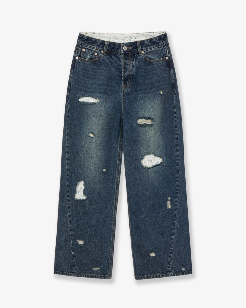 【AEAE】 FLOWER PATCHWORK DENIM PANTS [DUSTY BLUE] 正規品