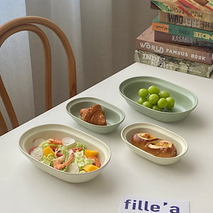 Ins陶磁器洋食皿楕円形皿デザート皿サラダボウルスープ皿果物ヨーグルトボウル11462