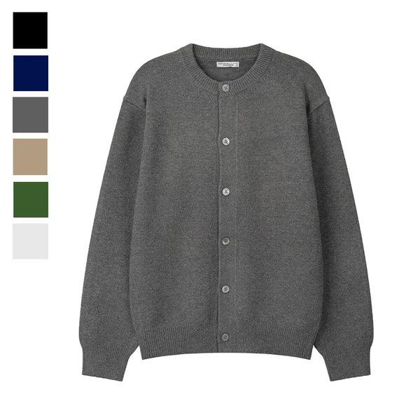 メンズ秋のサイルセミクロップラウンドニットカーディガンAS-CAA-Q026-チャコール