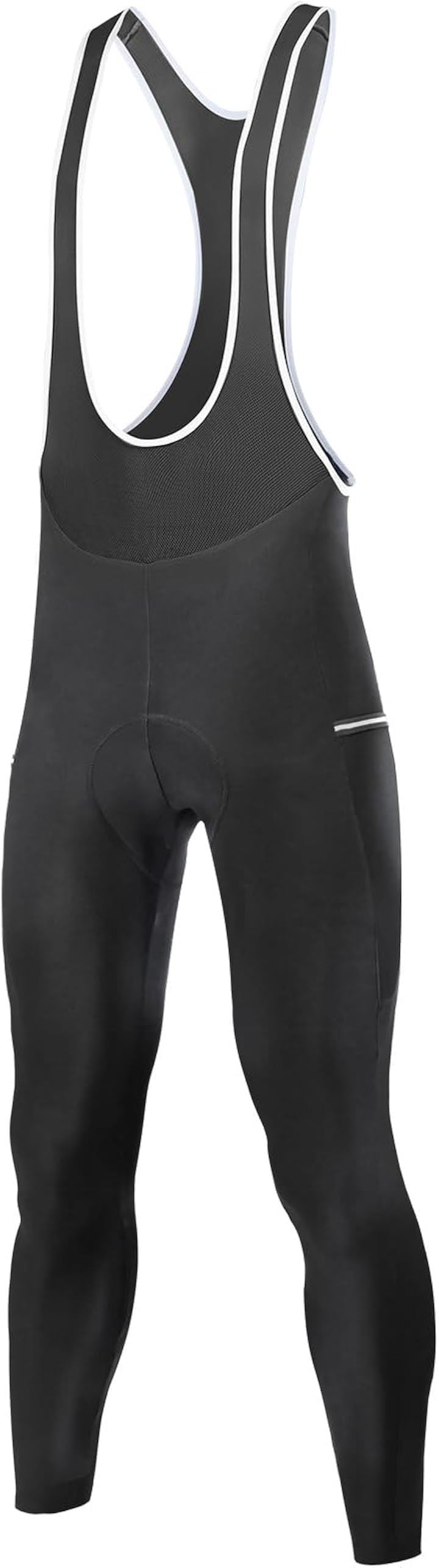 メンズ サイクルパンツ ビブパンツ 裏起毛 ロング サイクルウェア サイクルタイツ パッド 防寒 防風 自転車パンツ(ブラック, XL)