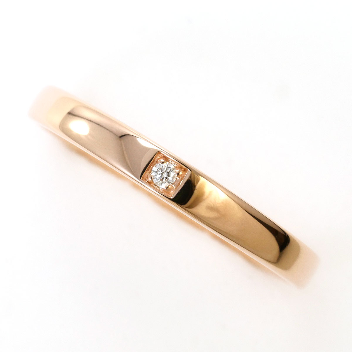 K10 10金 PG ピンクゴールド リング・指輪 15.5号 ダイヤモンド 0.01ct 総重量約2.2g 中古