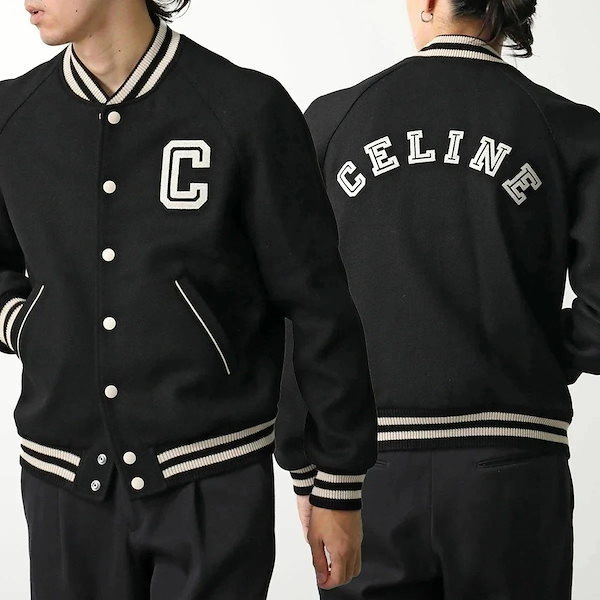 【極美品/2024モデル】CELINE テディ　ジャケット　ロゴ　ハンガー付属 Qoo10] CELINE CELINE セリーヌ テディジャケット