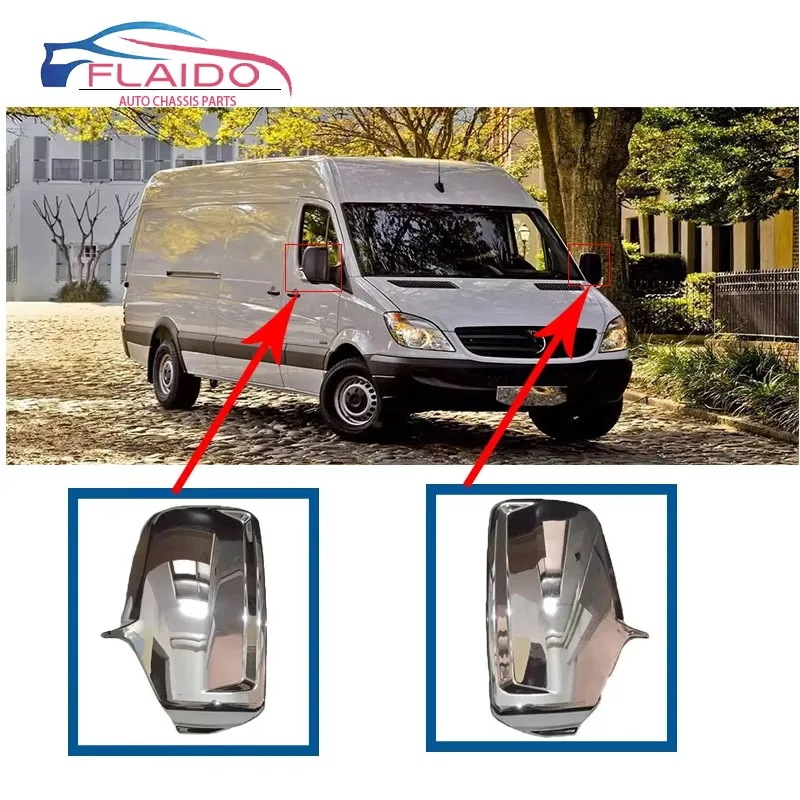 FLAIDO - メルセデス・スプリンター / VW クラフター 2006-用 ドアウィングミラーカバー クローム 貼り付けタイプ 輸入品