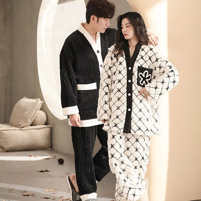 パンダのベルベットさんの保温パジャマは冬に厚手フリース裏起毛パジャマ２点セットカップルルームウェア30%制限