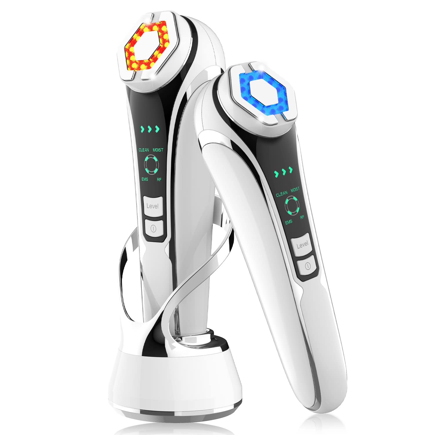 美顔器 EMS RF美顔器 美容器 イオン導入 イオン導出 LED光 温熱 多機能美顔器 4種類モード3段階レベル調整 汚れとり 毛穴 フェイスケア 目元ケア 首ケア 自宅エステ 93616