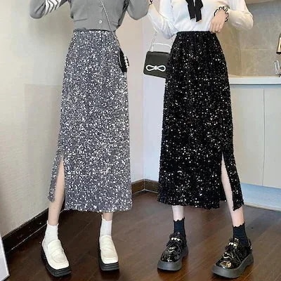 プリーツスカート脚魅せミニスカ今週の割引は 25% オフですートマーメイドスカート マキシスカートスパンコールスカート2022年qoo10