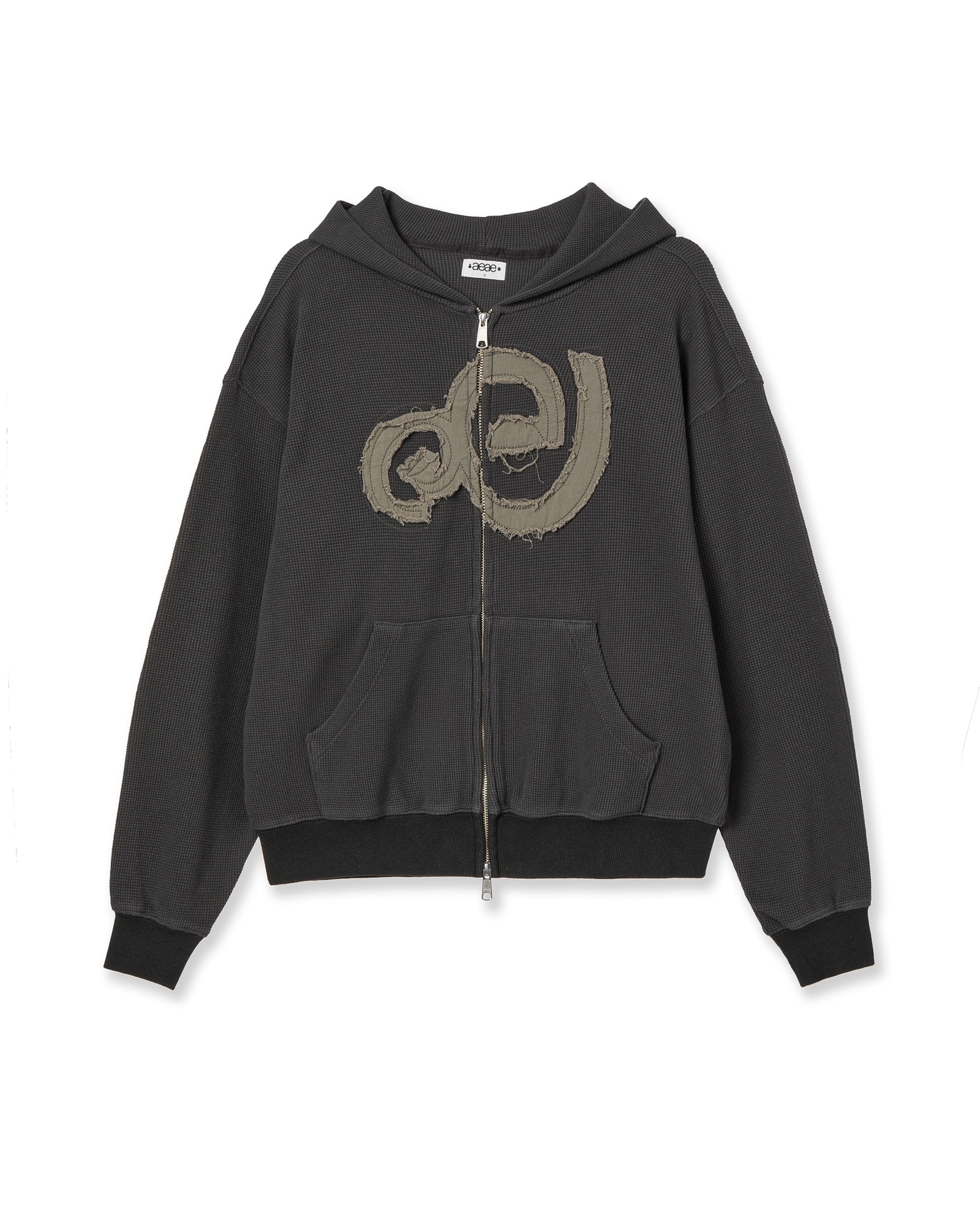 【aeae】 WAFFLE HOOD ZIP-UP : CHARCOAL