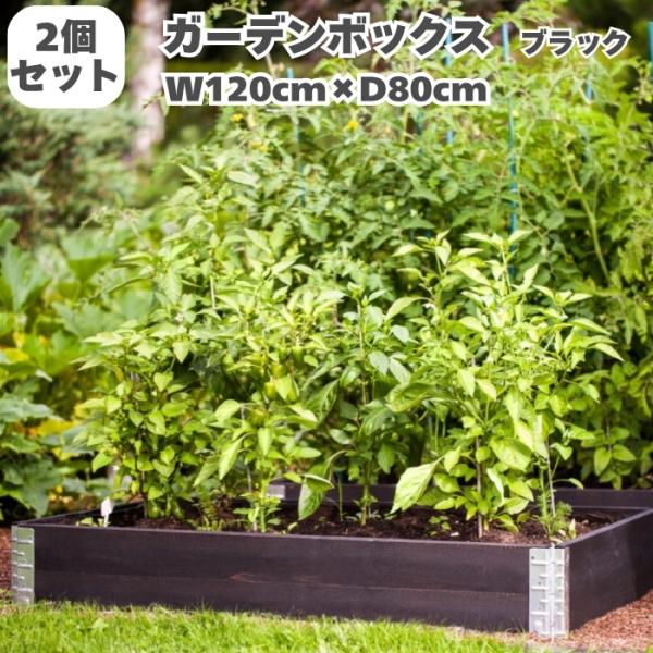 ガーデンボックス 1200×800 ブラック 2個セット 花壇 プランター 家庭菜園 野菜 砂場 レイズドベッド ガーデン DIY