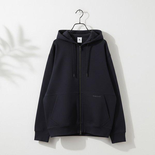 ユニ クッション地ルーズフィットフード付きジップアップ QR123LFT13-BLK