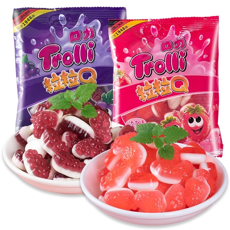 100袋 Youtube insで話題 Trolii 韓国の人気菓子 お菓子 いちごグミ ぶどうグミ