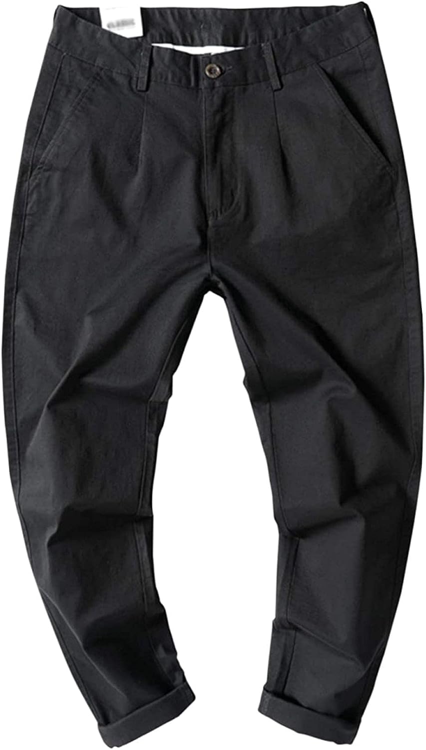 ロングパンツ メンズ パンツ ガーコ生地 イージーパンツ 大きいサイズ ９分丈 春 秋 冬 長ズボン 無地 ロールアップ デーパートパンツ アンクル丈 前開きジッパー ベルトループ付