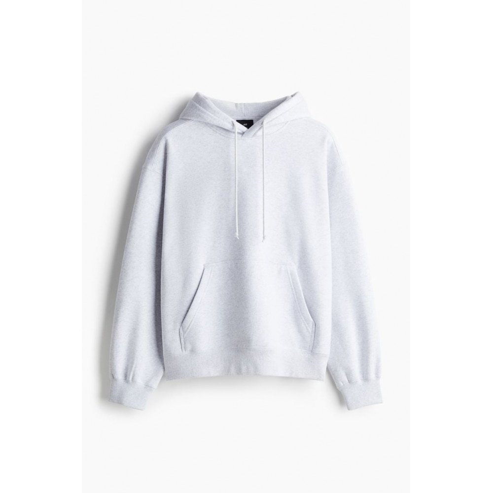 H&M ルーズフィットパーカーライトグレーメランジ