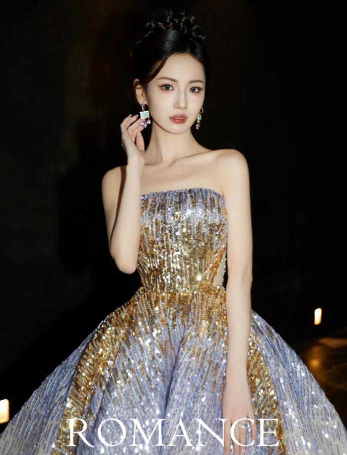 お安く提供高級感 レディースドレス ウェディングドレス パーティードレス 結婚式 上品 オシャレ キレイめ 礼服 舞台 演出 オフショルダー 編み上げ 露背 チューブトップ スパンコール 成人式 司会