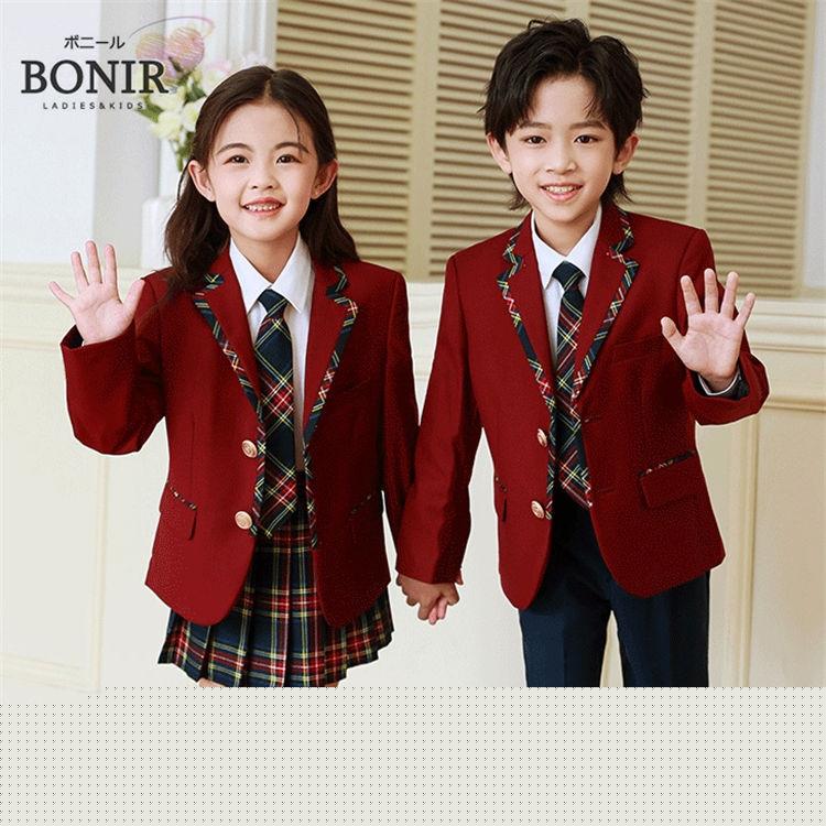 即出最安値 赤 タータンチェック 入学式 卒業式 小学生 キッズ 女子 男子 中学生 高校生 長袖 ジャケット パンツ スカート 白シャツ ネクタイ 入