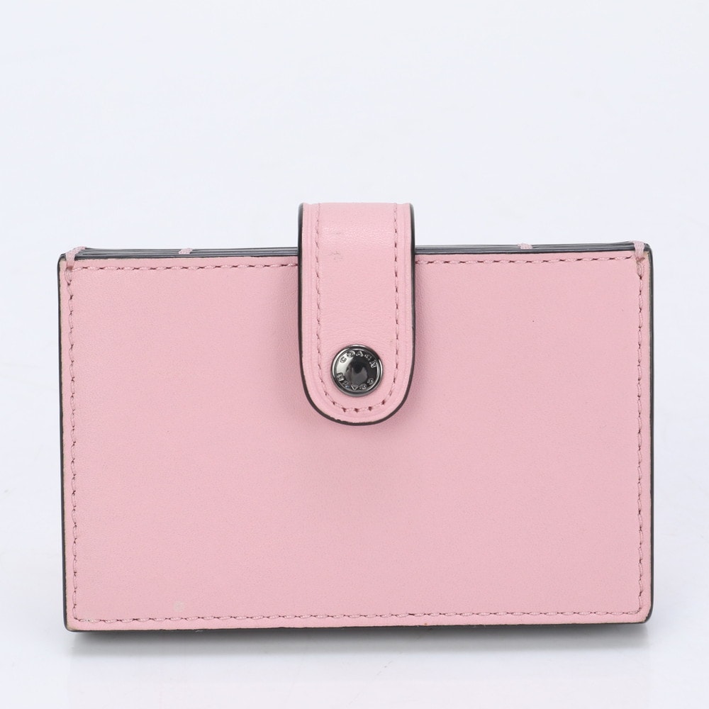 美品 68393E レザー カードケース 名刺入れ 二つ折り 財布 小銭入れ コンパクト ウォレット ラウンドファスナー コインケース ピンク レディース MMM BI9-4 中古
