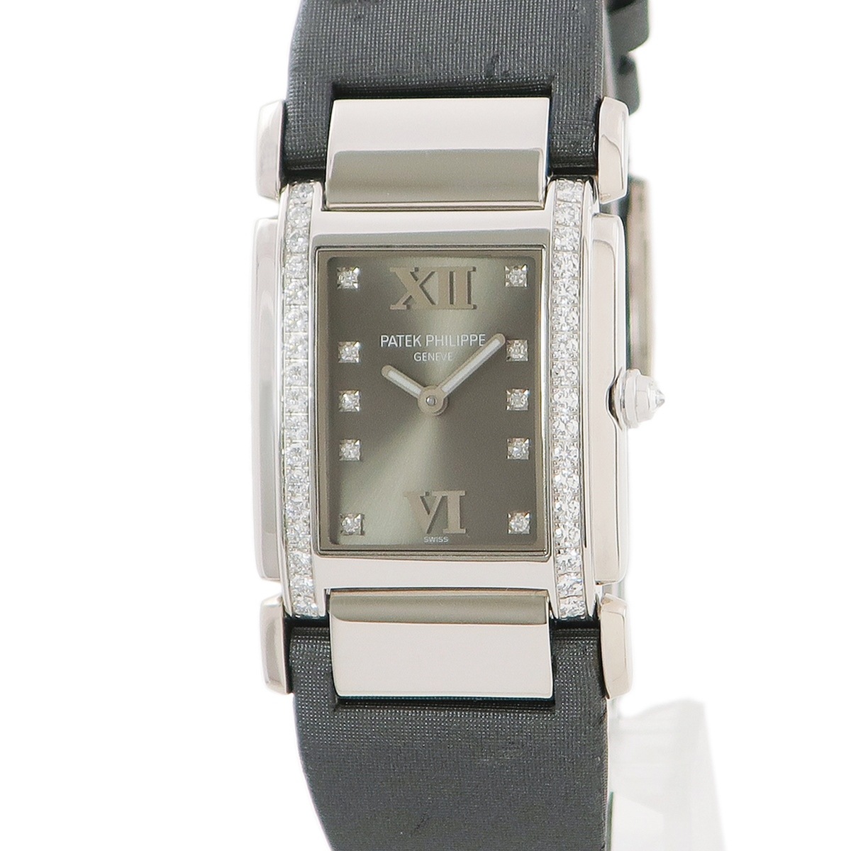 Twenty-4 ミディアム 4920G-001 クオーツ レディース K18WG無垢 純正ダイヤ グレー 角型 3年保証