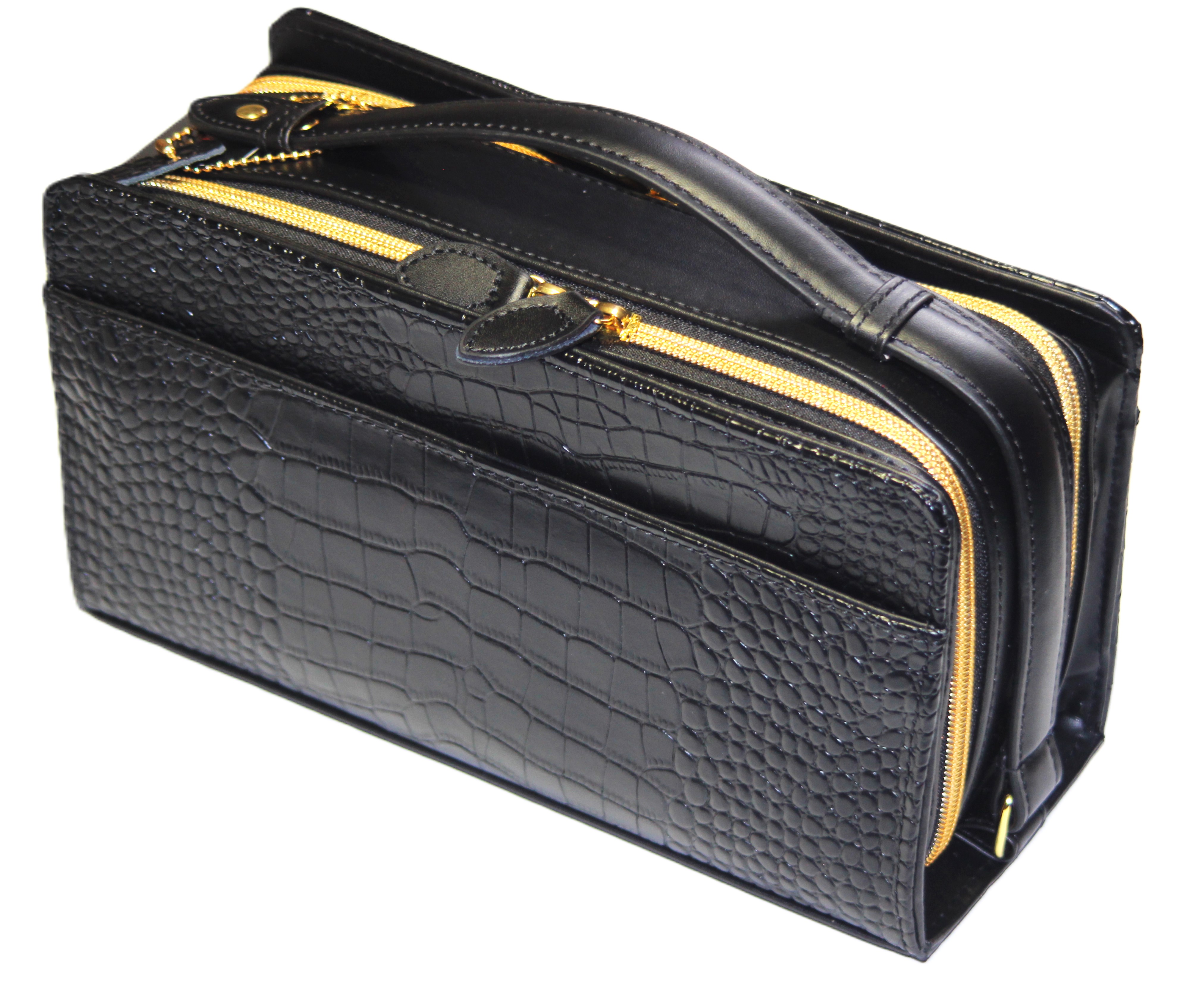 【新規OPEN】【期間限定セール】【激安】【新品未使用】牛革クロコダイル型押し加工　スクエア型　ダブルファスナーモデル　セカンドバッグ　RSX-03　ブラック