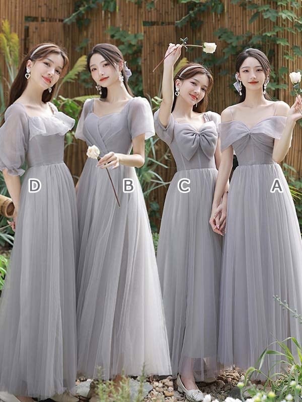 ブライズメイド ドレス 大人 ピアノ 発表会 ロングドレス ミモレ丈 演奏会 結婚式 母親 ピアノ発表会 グレー 袖付き ワンピース 半袖 パーティードレス イブニングドレス ロング丈