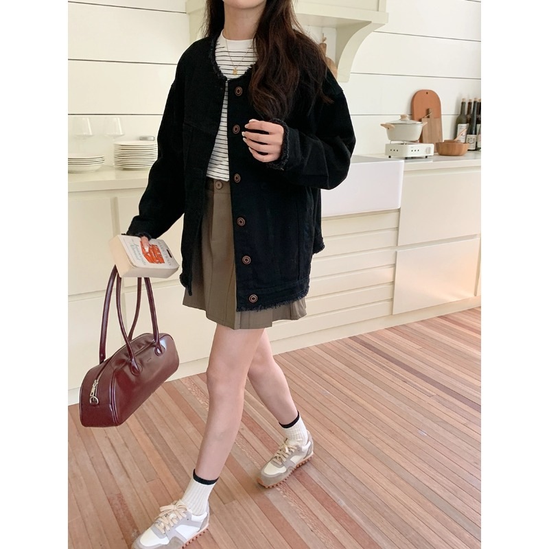 ラウンドネックローエッジデニムジャケット1998初秋 5,108円