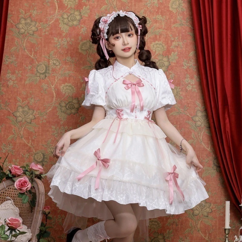 【 以内に出荷 】ロリータスカート恋芙曲 ロリータ洋装 半袖op日常 loスカート 可愛い 仮装 大人 文化祭 復活祭
