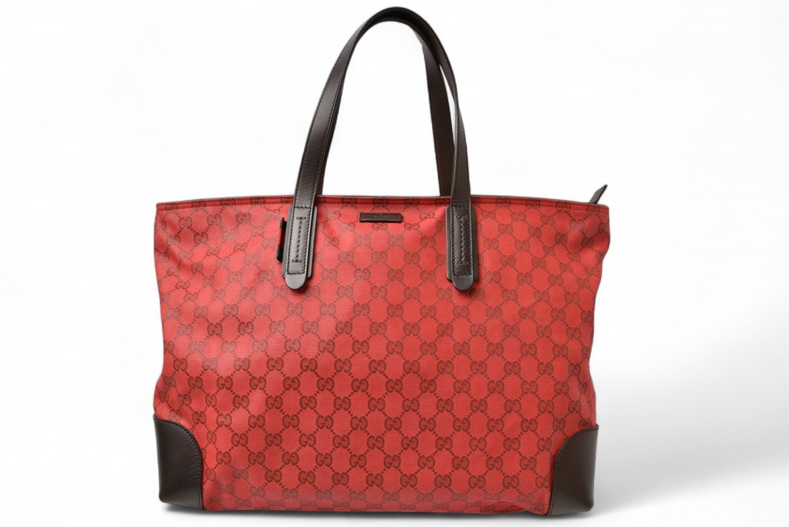 トートバッグ/ショルダーバッグ コーティングキャンバス GGダークレッド/レッド シェリー 308928【中古】